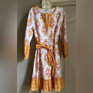 J. Crew Floral Long Sleeve Dress - White and Yellow